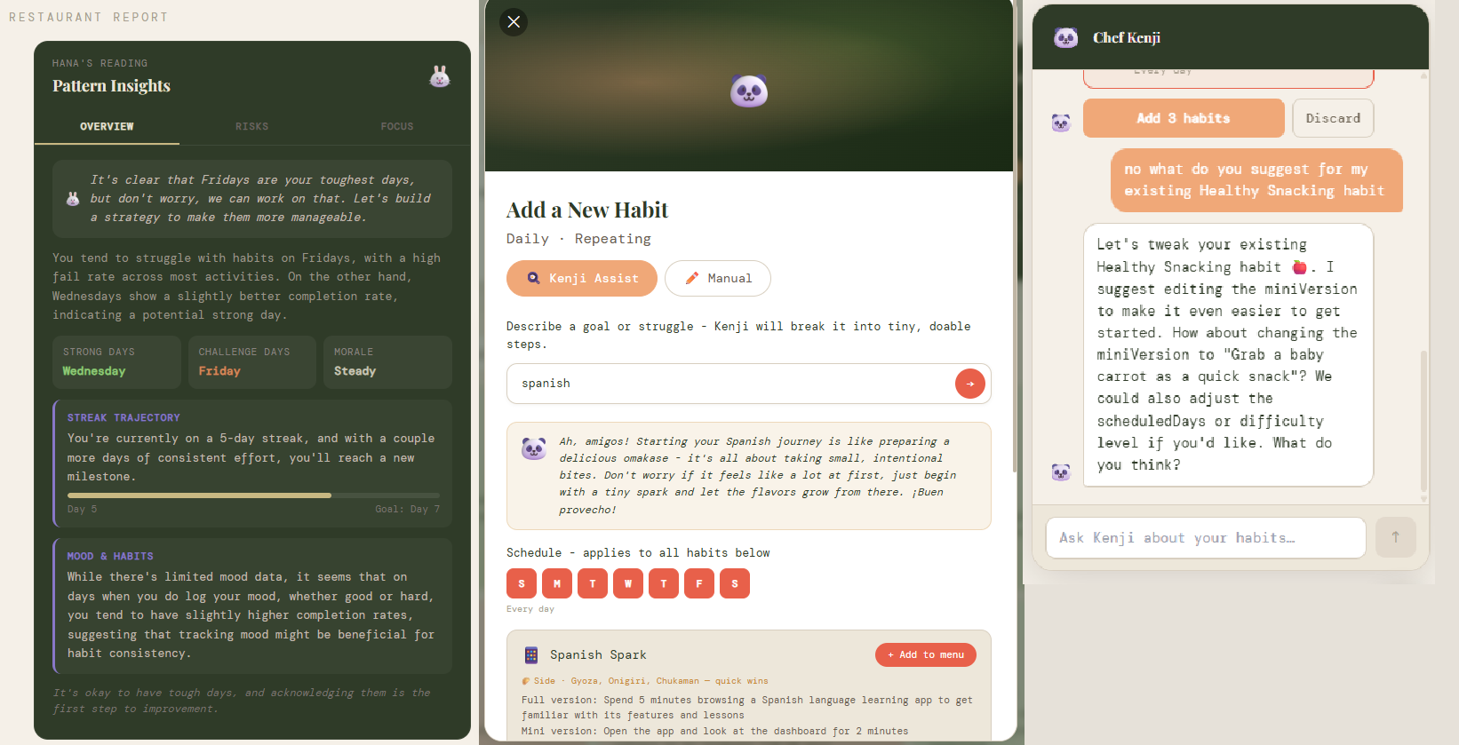 Kenji chat and Hana insights